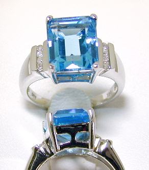 
Emerald Blue Topaz & Diamond Ring
