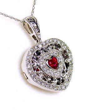 
Heart Ruby and Diamond Antique Locket 
