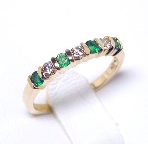 
Emerald & Diamond Band Ring
