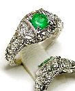 
Round Emerald & Diamond Antique Ring

