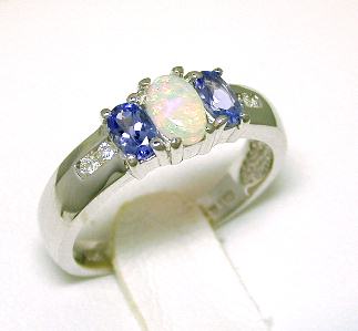 
Elegant Opal/Tanzanite & Diamond Ring
