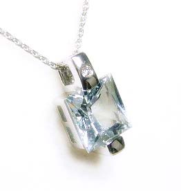 
Princess Aquamarine and Diamond Pendant
