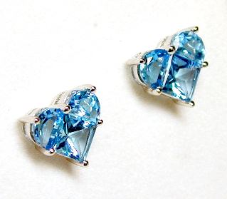 
Invisible Blue Topaz Heart Earrings
