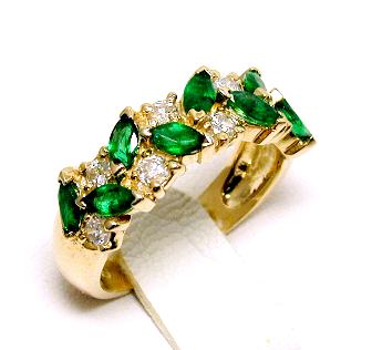 
Marquis Emerald & Diamond Band Ring
