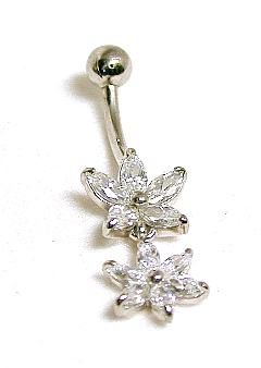
Marquise Cubic Zirconia Cubic Zirconia Double Flower Belly Ring
