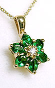 
Oval Emerald & Diamond Flower Pendant
