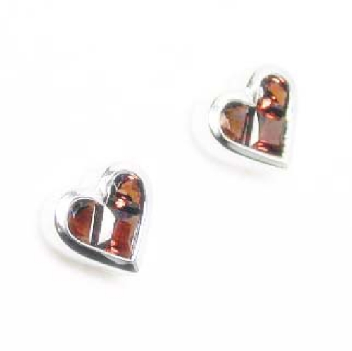 
14k White Gold Invisible-set Heart Shaped Garnet Earrings
