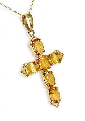 
Bold Oval Citrine Cross Pendant (with chain)
