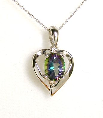 
Mystic Topaz and Diamond Heart Pendant
