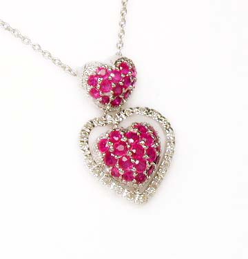 
Ruby and Diamond Double Heart Pendant
