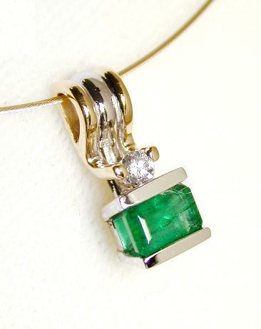 
Two-tone Emerald and Diamond Pendant
