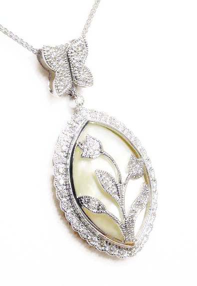 
Heirloom Mother of Pearl and Diamond Pendant
