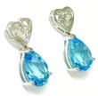 
Blue Topaz & Diamond Heart Shaped Drop Ea
