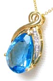 
Bold Pear Blue Topaz & Diamond Pendant
