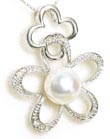 
Bold Pearl & Diamond Flower Pendant
