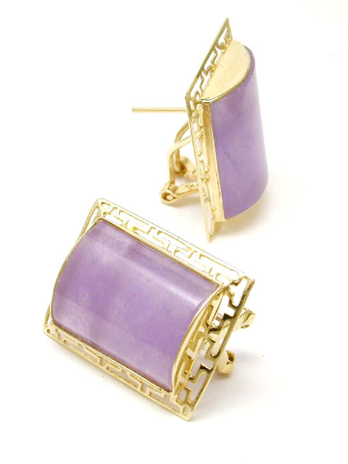 
Lavender Dyed Jade Greek Key Earrings
