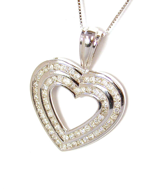 
Stunning Double Row Round Diamond Heart Pendant
