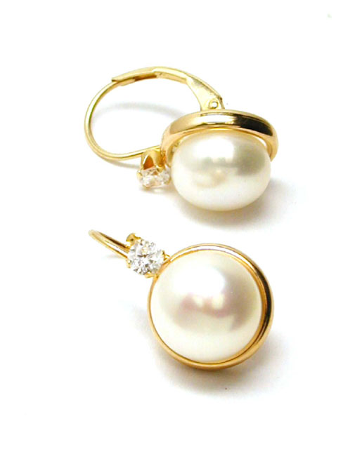 
Freshwater Cultured Pearl and Cubic Zirconia Eurowire Earrings
