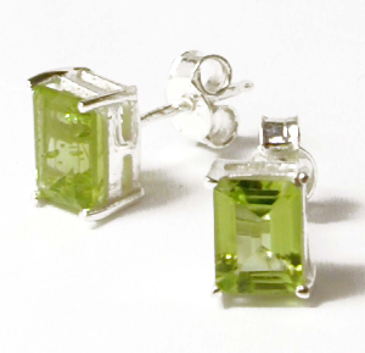 
Emerald-cut 7x5mm Peridot Stud Earrings
