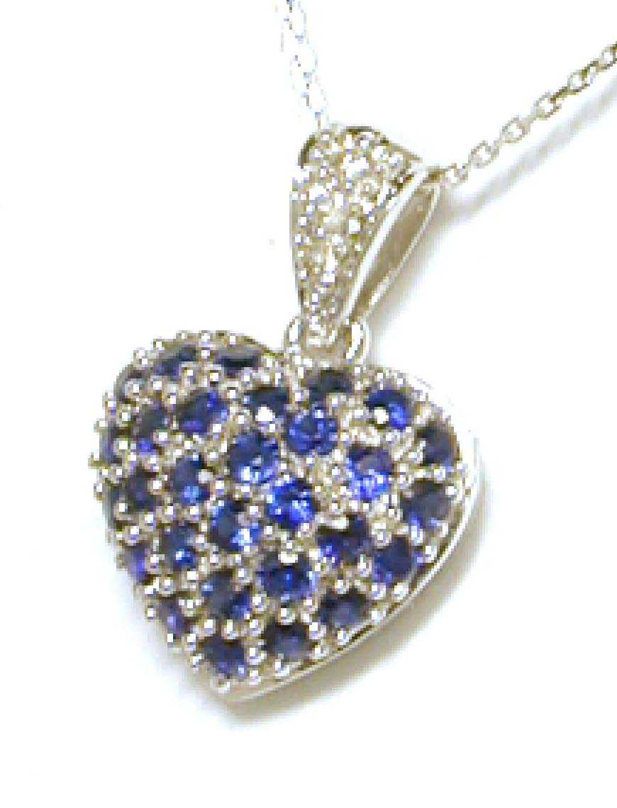 
Elegant Round Sapphire & Diamond heart shaped Pendant
