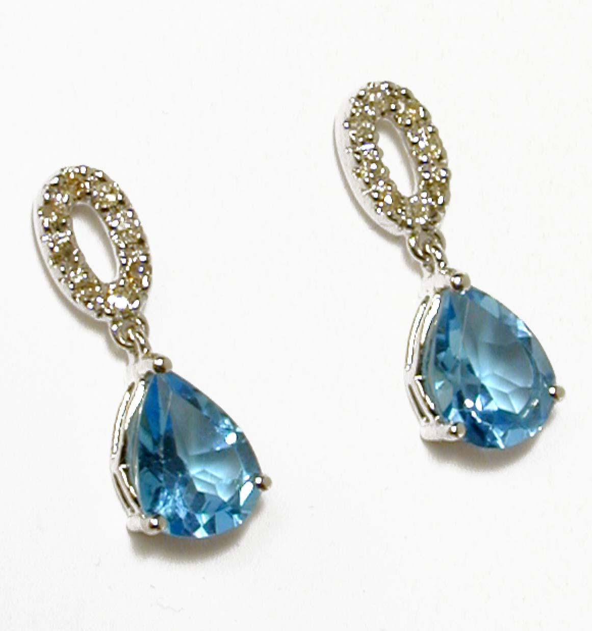 
Pear Blue Topaz and Diamond Drop Earrings
