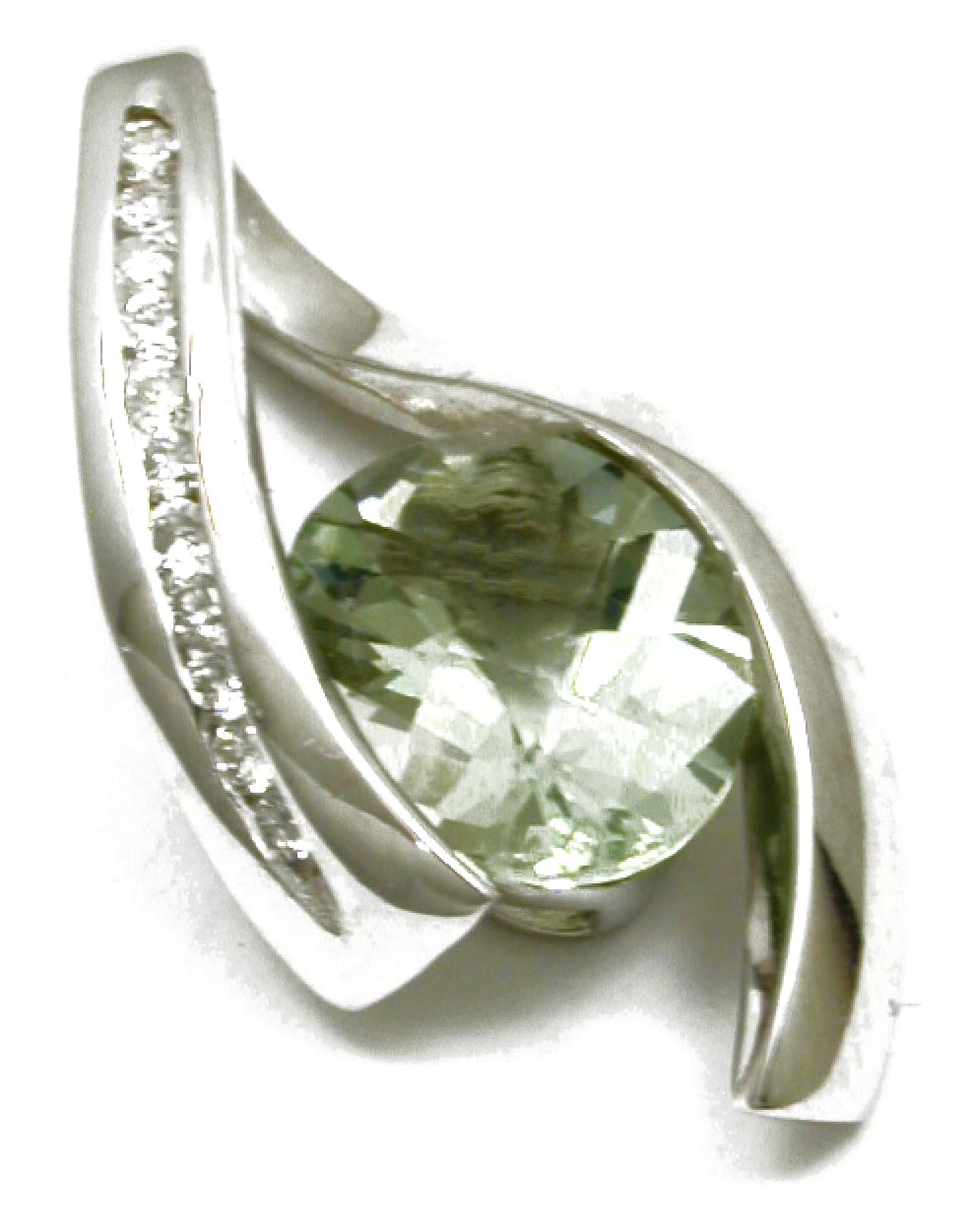 
Green Amethyst and Diamond Omega Slide Pendant
