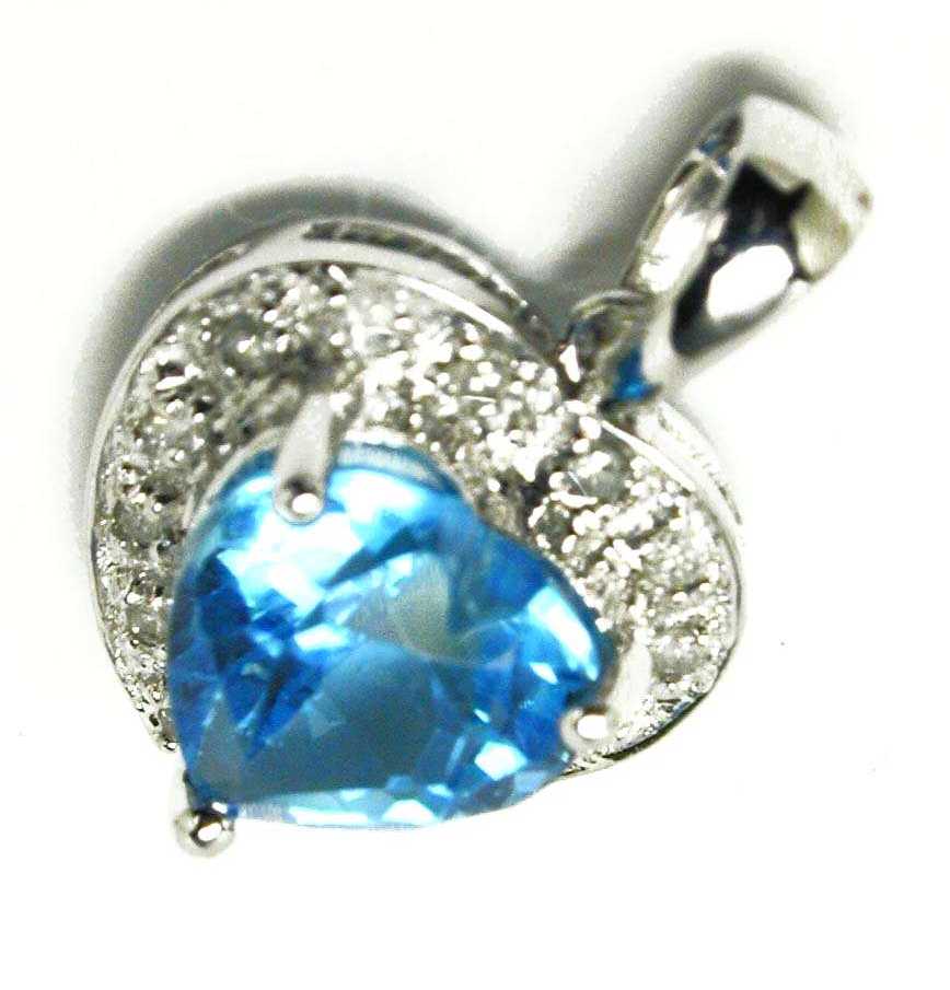 
Heart Shaped Blue Topaz and Diamond Pendant

