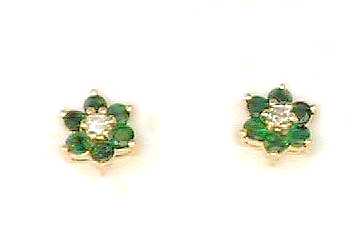 
Emerald and Diamond Flower Earrings
