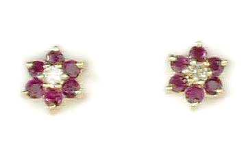 
Ruby and Diamond Flower Earrings
