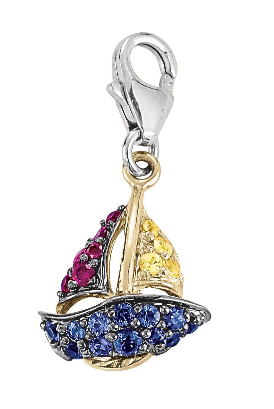 
14k Two-Tone Sail Boat Round 1.5 mm Sapphire Charm
