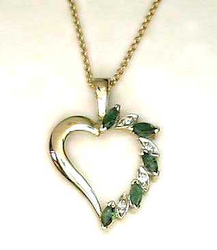 
Elegant Emerald & Diamond Heart Pendant
