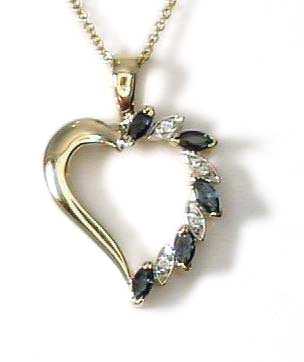 
Marquis Sapphire and Diamond Heart Shaped Pendant
