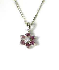 
Ruby & Diamond Flower Pendant
