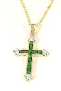 
Emerald and Diamond Cross Pendant
