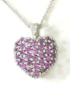 
WG Pink Sapphire and Diamond Heart Shaped Pendant
