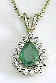 
Pear Genuine Columbian Emerald & Diamond 
