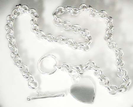 
Sterling Silver Rolo Necklace with Heart Shaped Charm
