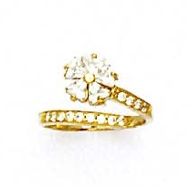 
14k Yellow Cubic Zirconia Bypass Flower Toe Ring
