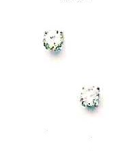 
14k White Gold 4 mm Round Cubic Zirconia Friction-Back Post Stud Earrings
