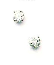 
14k White Gold 5 mm Round Cubic Zirconia Friction-Back Post Stud Earrings
