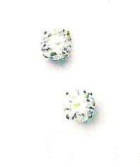 
14k White Gold 6 mm Round Cubic Zirconia Friction-Back Post Stud Earrings
