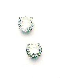 
14k White 7 mm Round Cubic Zirconia Friction-Back Post Stud Earrings
