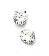 
14k White Gold 8 mm Round Cubic Zirconia Friction-Back Post Stud Earrings
