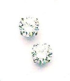 
14k White Gold 9 mm Round Cubic Zirconia Friction-Back Post Stud Earrings

