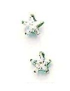 
14k White Gold 5 mm Star Cubic Zirconia Friction-Back Post Stud Earrings
