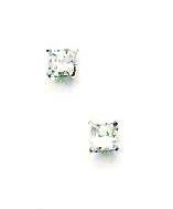 
14k White Gold 3 mm Square Cubic Zirconia Friction-Back Post Stud Earrings

