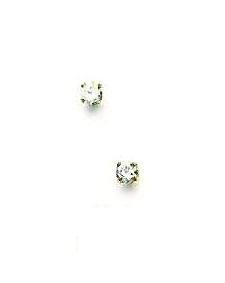 
14k Yellow Gold 3 mm Round Cubic Zirconia Friction-Back Post Stud Earrings
