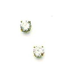 
14k Yellow Gold 5 mm Round Cubic Zirconia Friction-Back Post Stud Earrings
