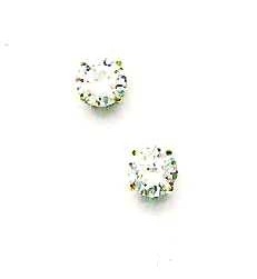 
14k Yellow Gold 6 mm Round Cubic Zirconia Friction-Back Post Stud Earrings
