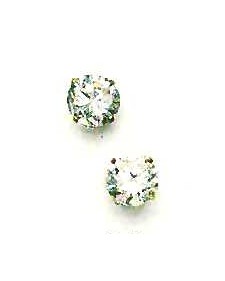 
14k Yellow 7 mm Round Cubic Zirconia Friction-Back Post Stud Earrings
